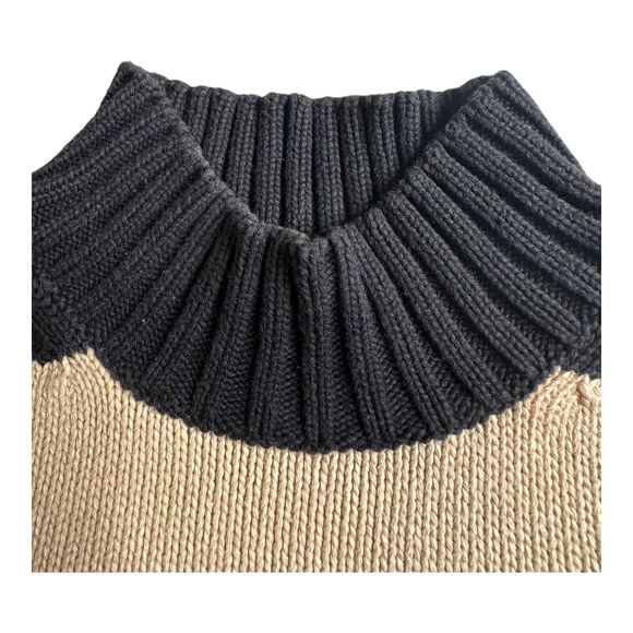 Evan Picone L Sweater‎ Vest 100% Cotton Knit Black Beige Wide Striped Wo… - Picture 6 of 11